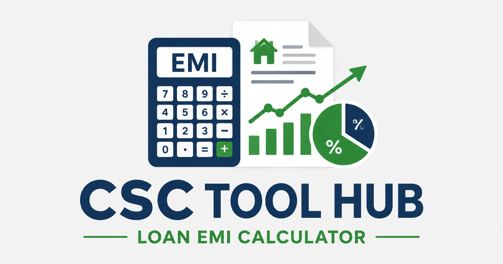 Advanced Loan EMI Calculator tool interface by CSC Tool Hub showing loan amount, interest rate, and tenure sliders